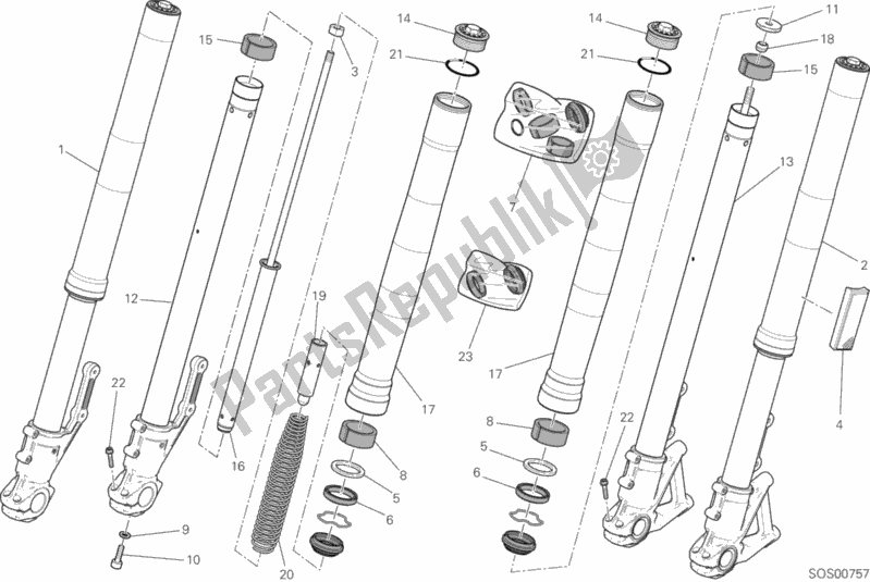 Toutes les pièces pour le Fourche Avant du Ducati Scrambler Urban Enduro Thailand USA 803 2016